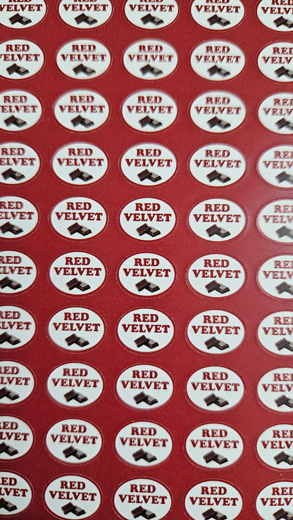 Red Velvet Flavour Small 0.5 inch Chocolate Stickers