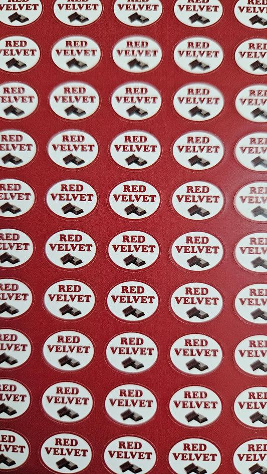 Red Velvet Flavour Small 0.5 inch Chocolate Stickers