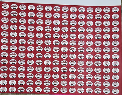 Red Velvet Flavour Small 0.5 inch Chocolate Stickers