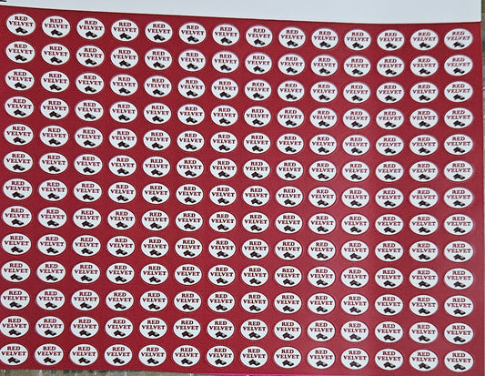 Red Velvet Flavour Small 0.5 inch Chocolate Stickers