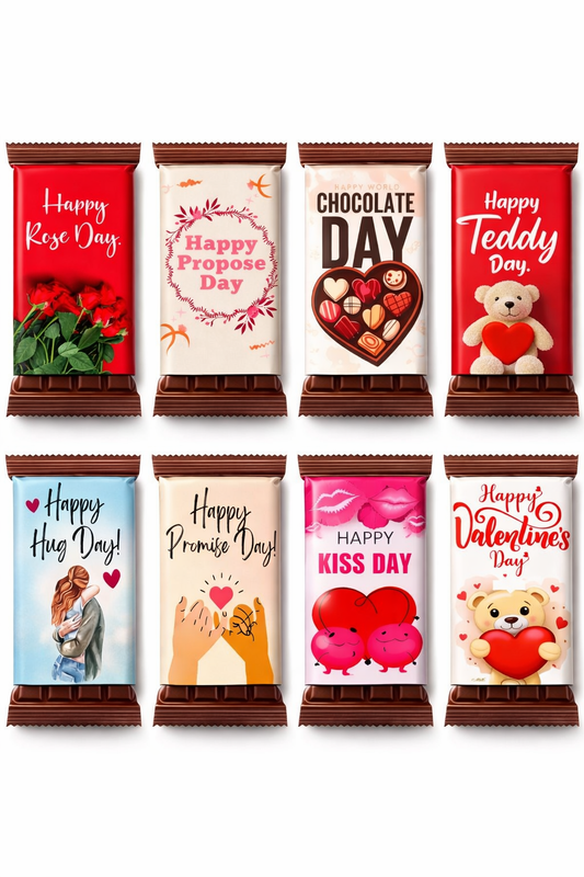 Happy Valentine's Day bar chocolate Stickers ( 8 stickers for 8 days)