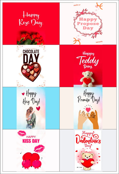 Happy Valentine's Day bar chocolate Stickers ( 8 stickers for 8 days)