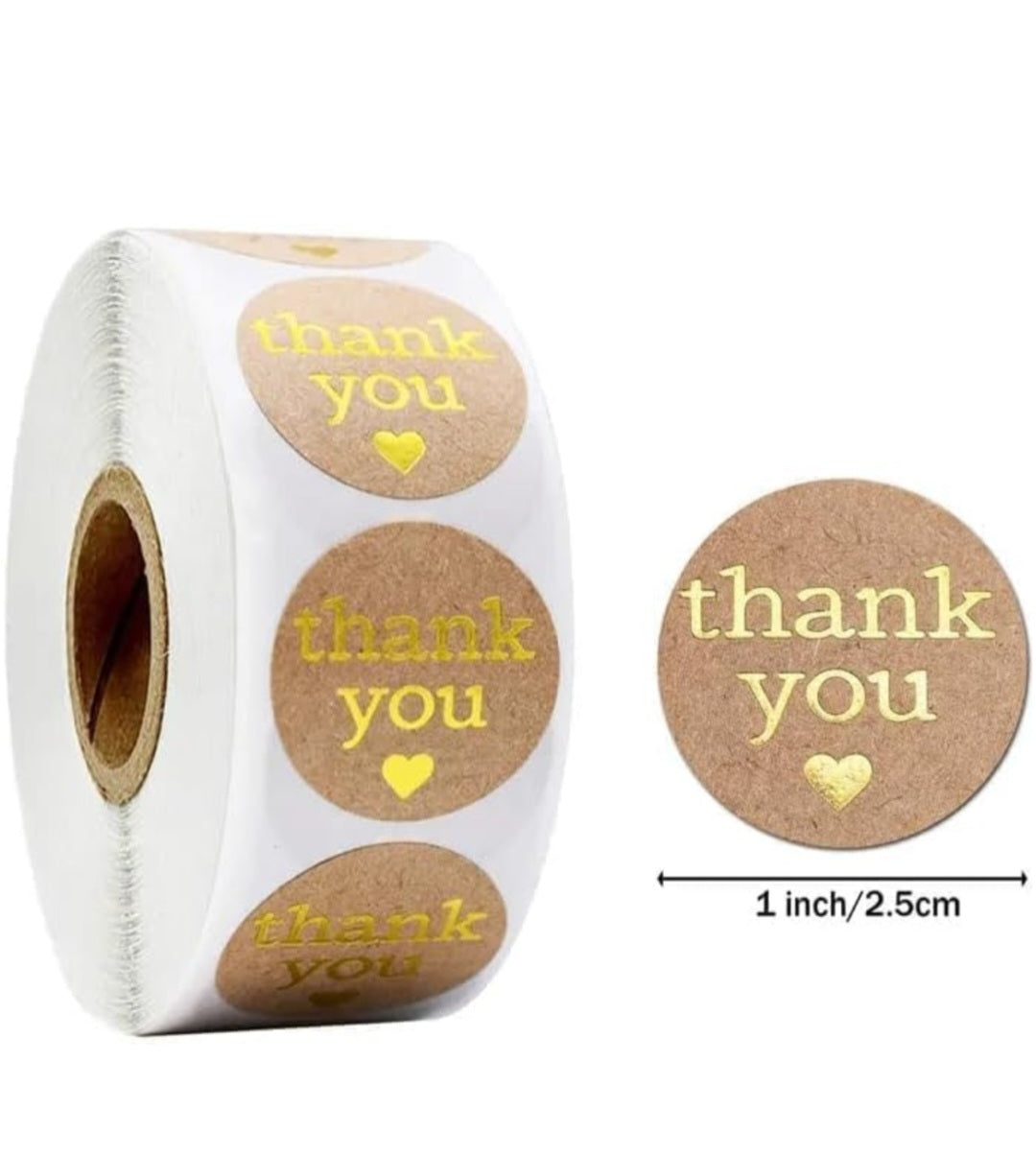 1 Inch Premium Thank You Stickers| Round Thank You Adhesive Sticker for Small Business Wedding Supplies Packing Stickers Gift Wrap | Thank You Stickers Golden | Pack of 500