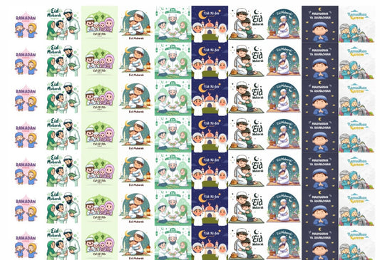 Happy Eid Chocolate Stickers | Cavity Size Eid Chocolate Stickers (70 pcs 1.2 inch)