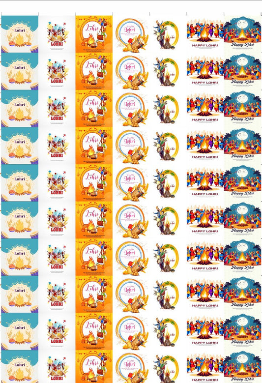 Happy Lohri Cavity Size Stickers (Pack of 70 Stickers)