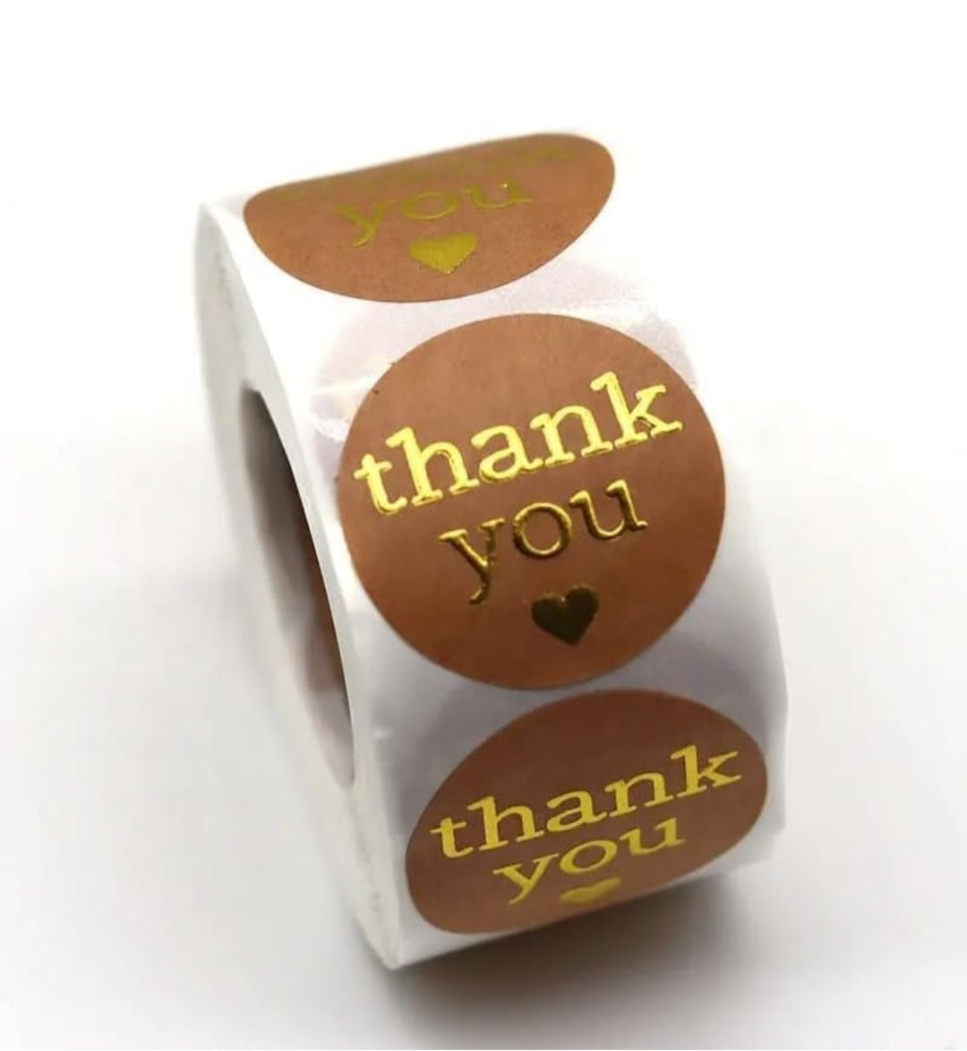 1 Inch Premium Thank You Stickers| Round Thank You Adhesive Sticker for Small Business Wedding Supplies Packing Stickers Gift Wrap | Thank You Stickers Golden | Pack of 500