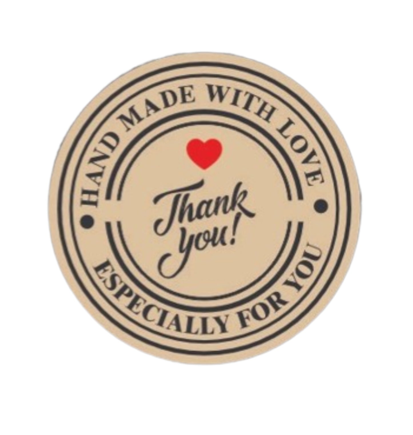 1.5 inch Thank you Stickers with text Handmade with love & specially for you