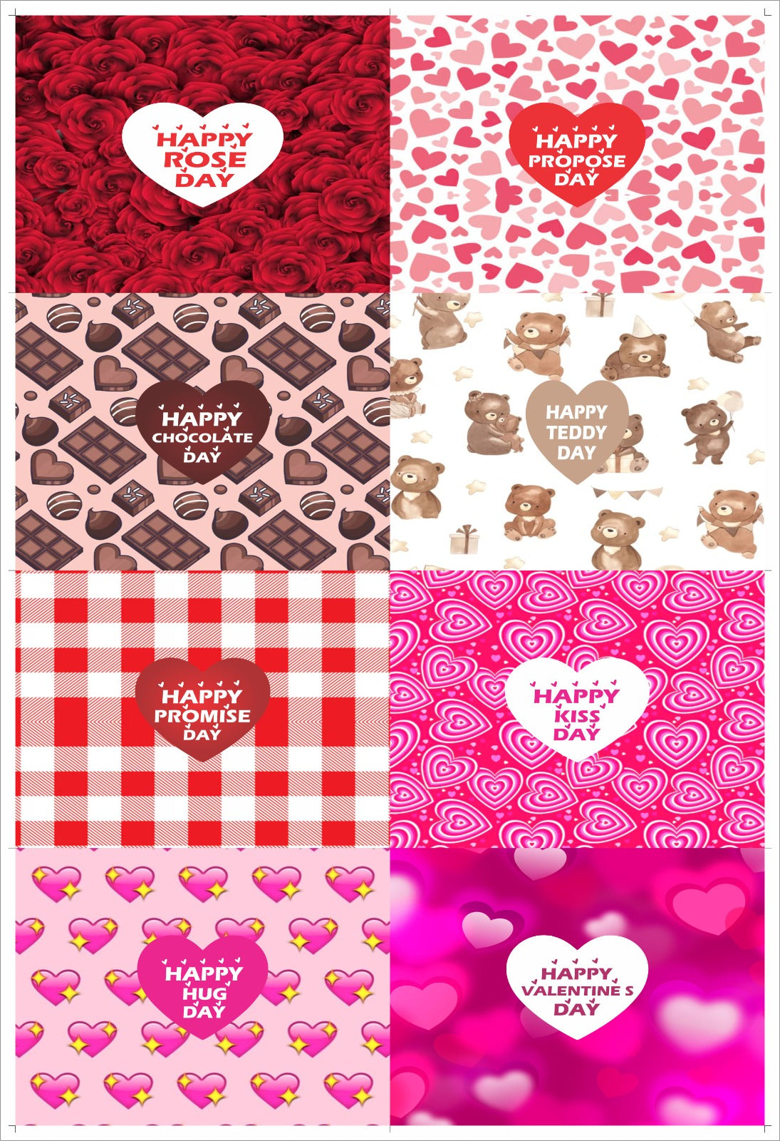 Happy Valentine's Day bar chocolate Stickers ( 8 stickers for 8 days) (50-100gm Chocolate bars)