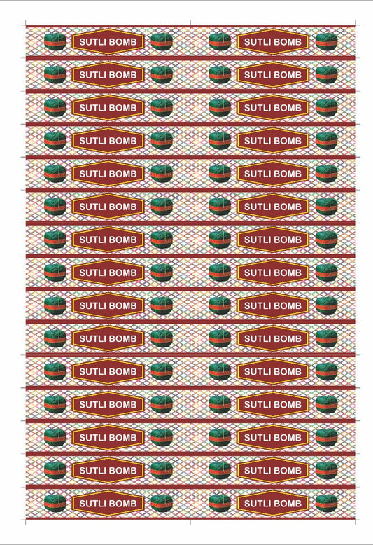 Sutli Bomb Sticker for Mould no. 512 & 186 (28 stickers in a sheet) Diwali Cracker Chocolate Stickers