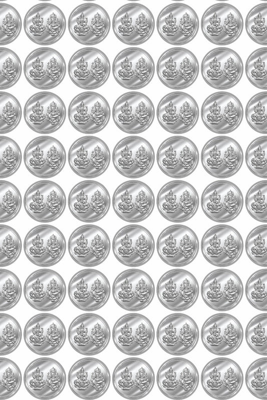 Diwali Special Laxmi Ganesh Silver coin Sticker (1.5 inch)
