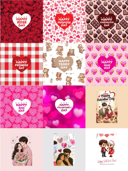 Happy Valentine's Day bar chocolate Stickers ( 8 stickers for 8 days) (20-40gm Chocolate bars)
