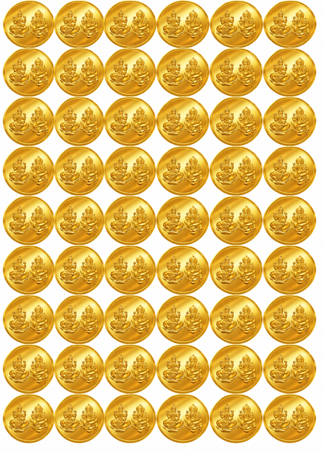 Diwali Special Laxmi Ganesh gold coin Sticker (1.5 inch)