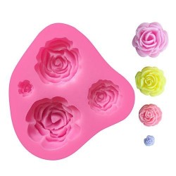 4 in 1 Rose Flower Silicon Mould for Chocolates & Cake Decoration
