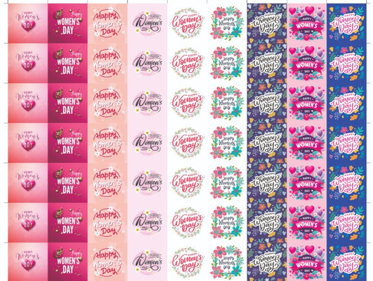 Happy Women's Day Cavity Size Stickers (70 pcs) Womens Day Chocolate Stickers