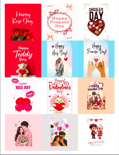 Happy Valentine's Day bar chocolate Stickers ( 8 stickers for 8 days) (20-40gm Chocolate bars)