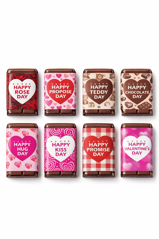 Happy Valentine's Day bar chocolate Stickers ( 8 stickers for 8 days) (20-40gm Chocolate bars)