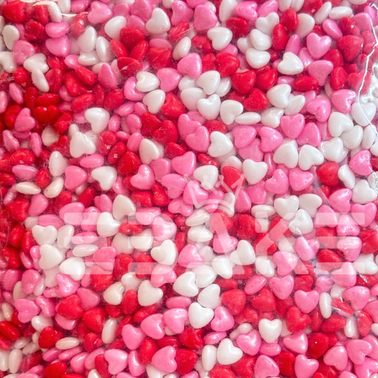 Heart Sprinklers for Valentine cake & chocolates (100gm pack) (Red, White & Pink Mix)
