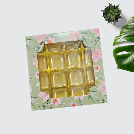 16 Cavity Floral Printed Chocolate Box (Pack of 10)