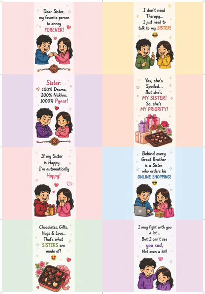 Happy Rakshabandhan Funny/Meaningful Quotes (4 different designs) random design as per availability