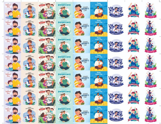 Happy Father's Day Cavity Size Stickers (70 pcs) Fathers Day Chocolate Sticker
