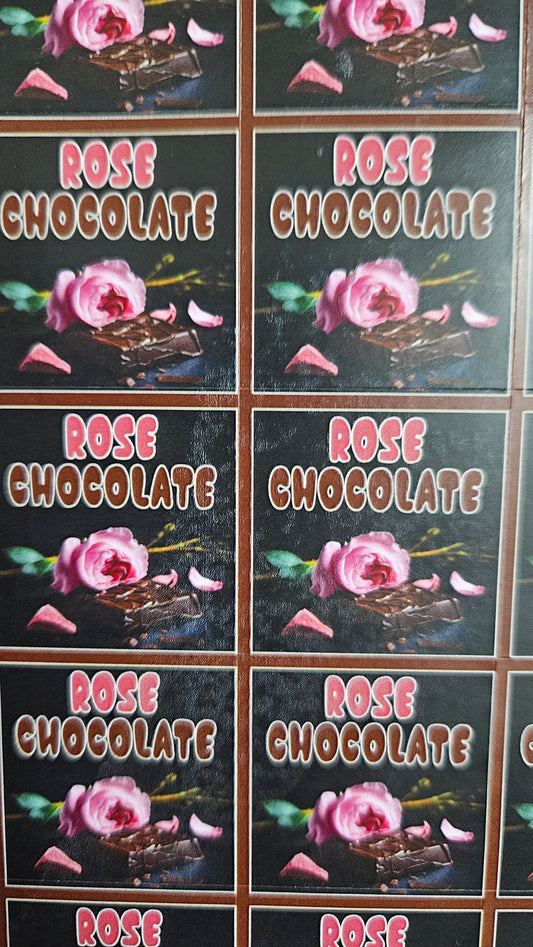 Rose Flavour Cavity Size Sqaure Chocolate Stickers