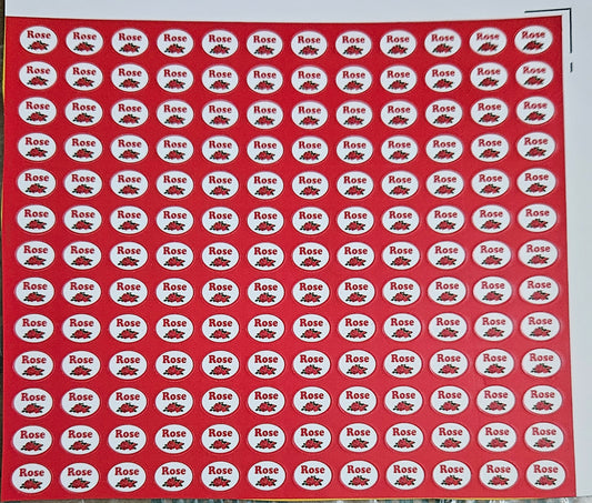 Rose Flavour Small 0.5 inch Chocolate Stickers