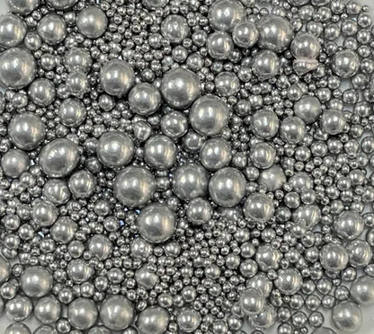 100gm Silver Edible Sugar Pearls Sprinkle Mix for Cake Decoration | Metallic Dragees Balls for Baking, Cupcakes, Cookies & Desserts