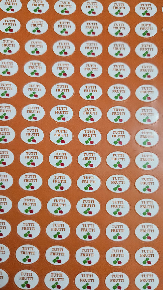 Tutti Frutti Flavour Small 0.5 inch Chocolate Stickers