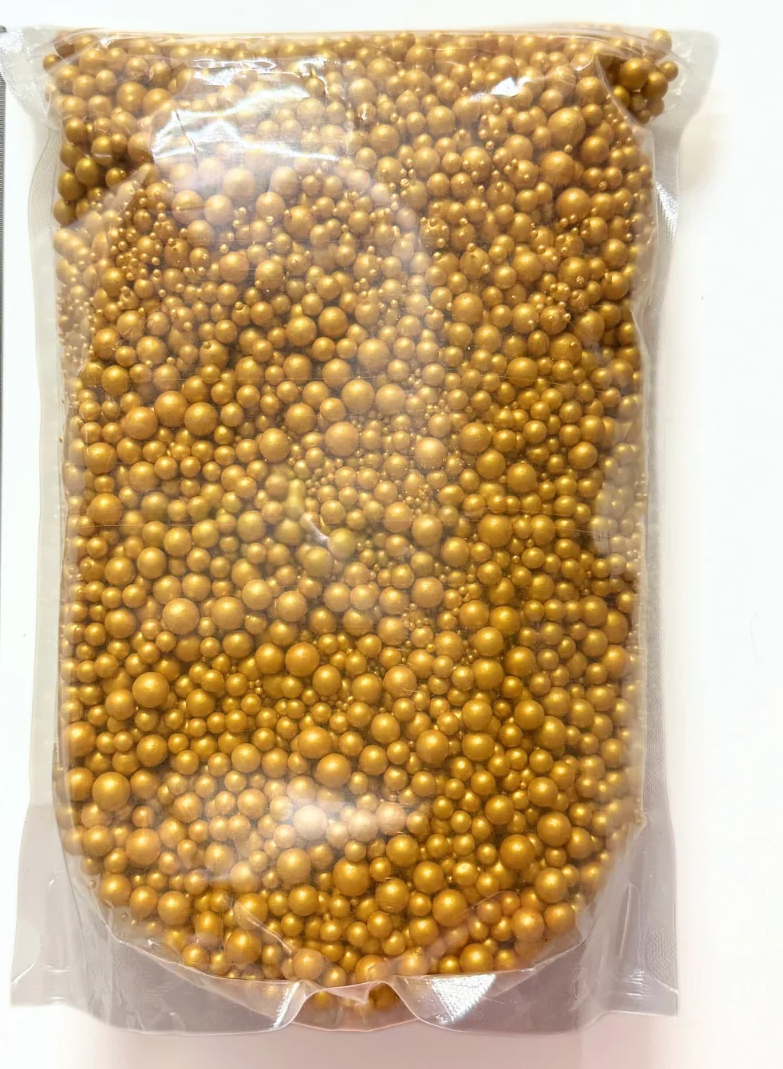 Mixed Size Golden Pearl Sprinkles (Sugar Balls) 1.5, 3, 4, 6 & 7 mm