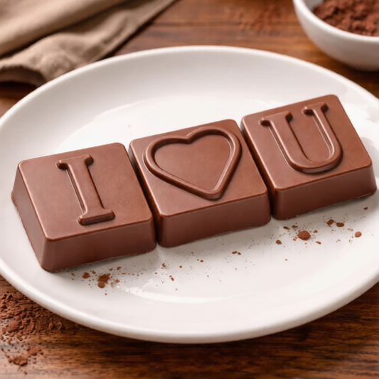 Mould 381, 382, 383 | “I”, Heart & “U” Letter Design | Alphabet & Heart Chocolate Mould (Set of 3 moulds)