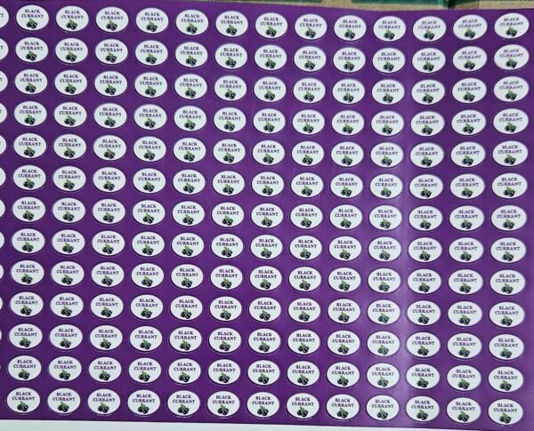 Black Currant Flavour Small 0.5 inch Chocolate Stickers